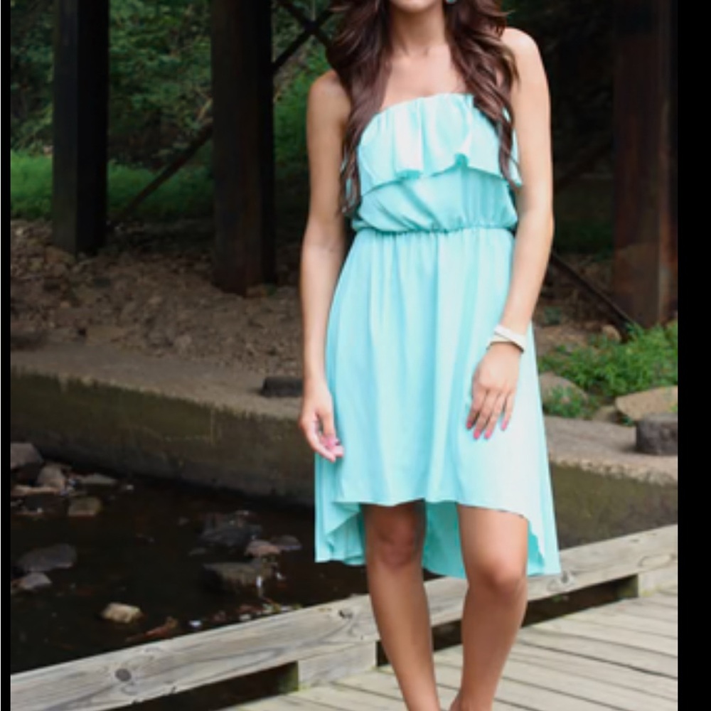 Elegant Strapless Mint Green Dress